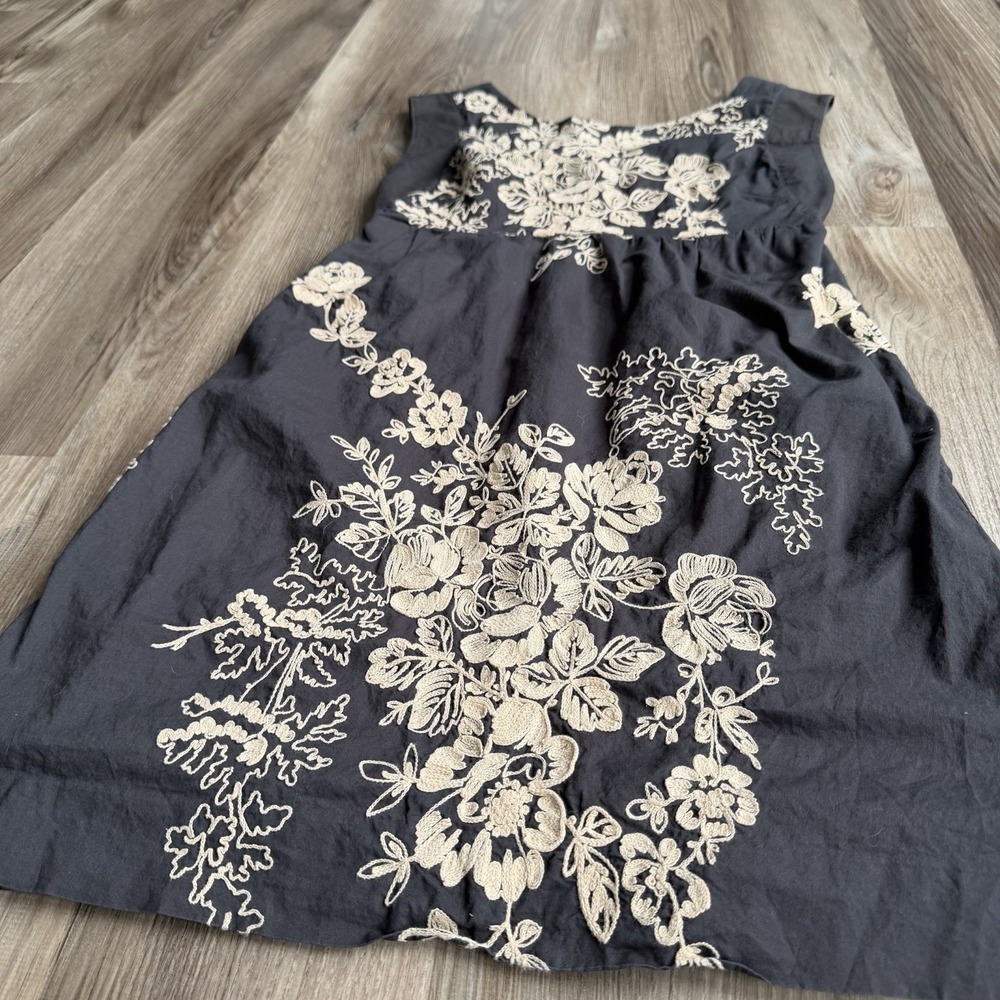 J.Crew Gray Cotton Embroidered Floral Sleeveless Shift Pocket Dress Sz‎ 2 - Picture 2 of 9